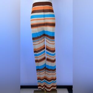 Cider Women’s Crochet Pants Striped Flare Legs Stretch Waist Size Medium